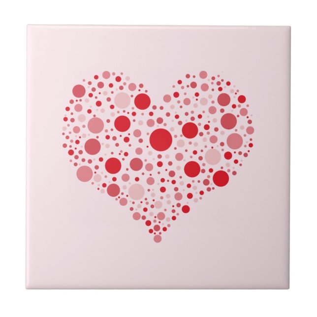 Heart In Dots Ceramic Tile (Front)