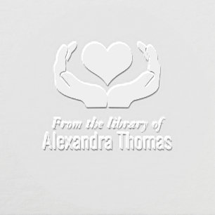 Heart in Hands Library Book Name Embosser