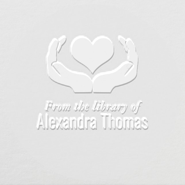 Heart in Hands Library Book Name Embosser (Design)