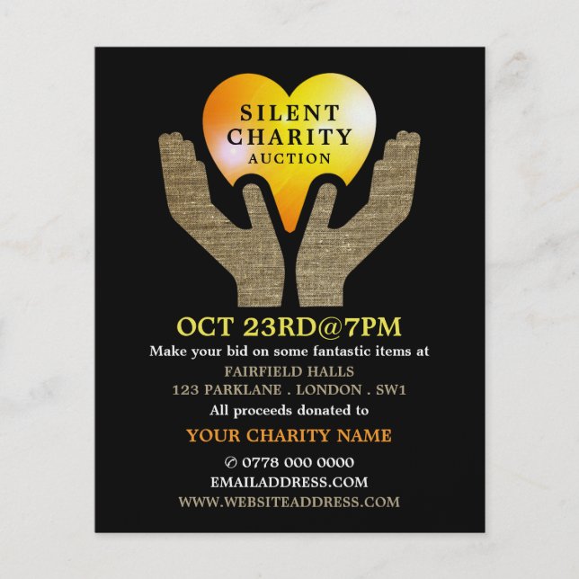 Heart in Hands, Silent Charity Auction Event Flyer (Front)