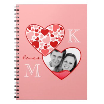 Heart In Heart Customizable Photo Frame Red Pink Notebook by BCMonogramMe at Zazzle