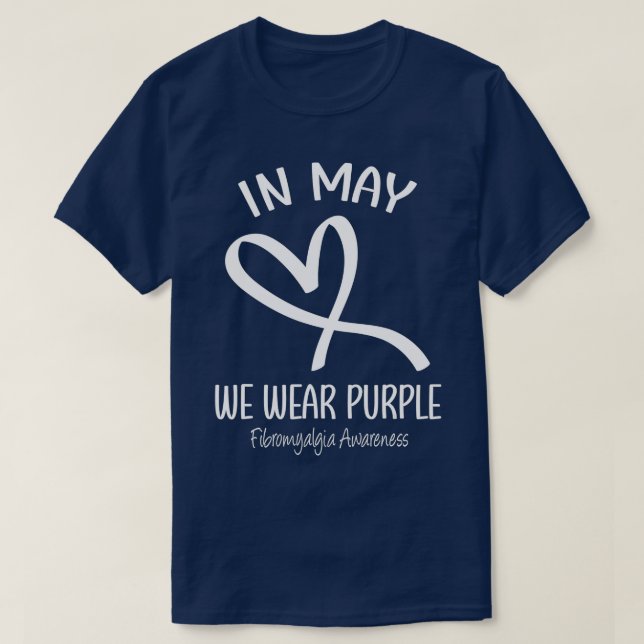 Heart In May We Wear Purple Fibromyalgia Awareness T-Shirt (Design Front)