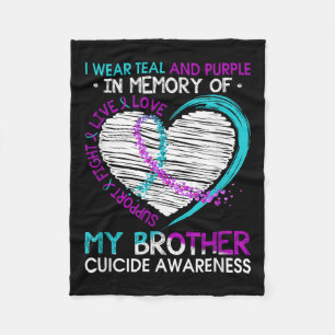 Heart In Memory Of My Brother Suicide Awareness Pr Fleece Blanket