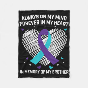 Heart In Memory Of My Brother Suicide Awareness Pr Fleece Blanket