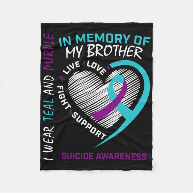Heart In Memory Of My Brother Suicide Awareness Pr Fleece Blanket (Front)