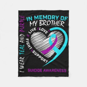 Heart In Memory Of My Brother Suicide Awareness Pr Fleece Blanket