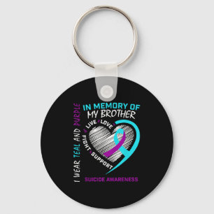 Heart In Memory Of My Brother Suicide Awareness Pr Keychain