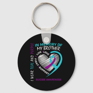 Heart In Memory Of My Brother Suicide Awareness Pr Keychain