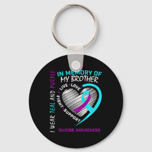 Heart In Memory Of My Brother Suicide Awareness Pr Keychain
