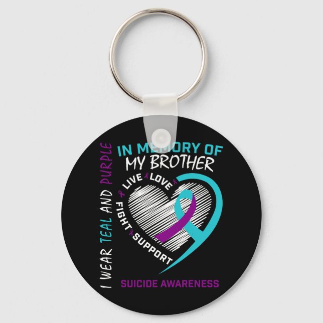 Heart In Memory Of My Brother Suicide Awareness Pr Keychain (Front)