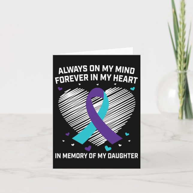 Heart In Memory Of My Daughter Suicide Awareness P Card (Front)
