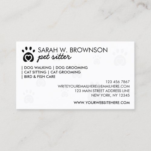 Heart in Pet Paw Business Card