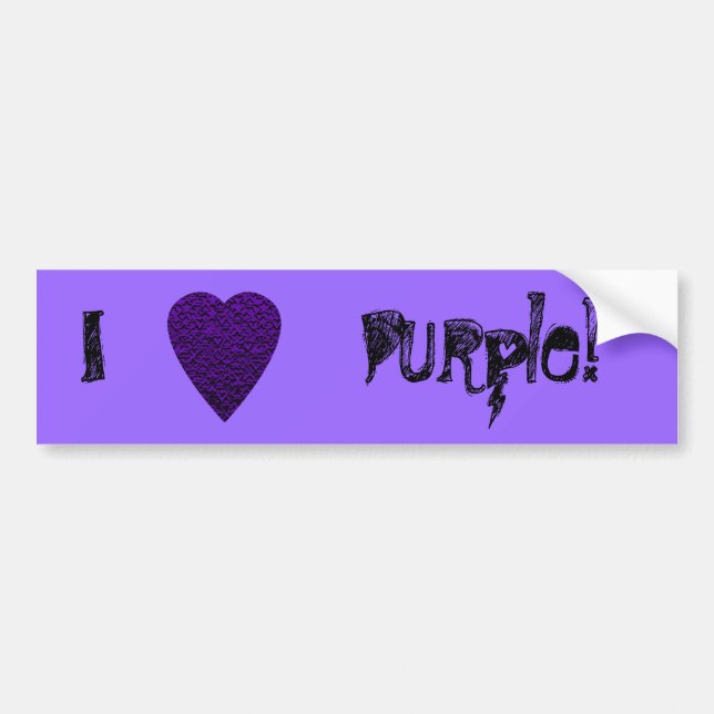 Heart in Purple Colors. Patterned Heart Design. Bumper Sticker (Front)