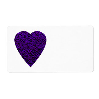 Heart in Purple Colors. Patterned Heart Design. Label
