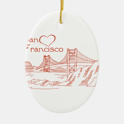 Heart In San Francisco Ceramic Ornament