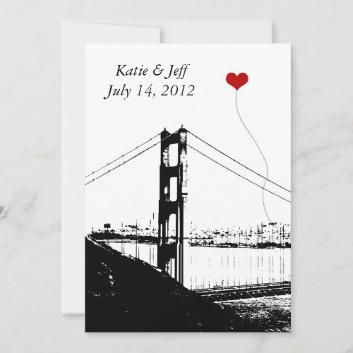 Heart in San Francisco Golden Gate Bridge Personalized Invites