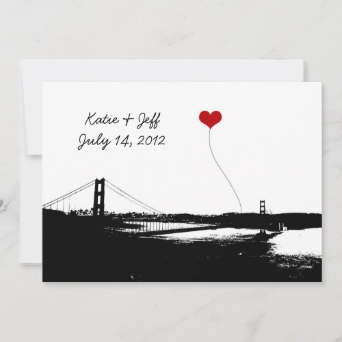 Heart in San Francisco Golden Gate Bridge Invitations