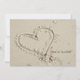 Heart in Sand Beach Invitation
