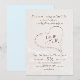 Heart in Sand Beach Wedding Invitation