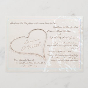 Heart in Sand Beach Wedding Invitation