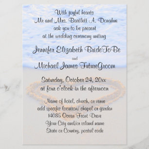 Heart in  Sand Beach Wedding Invitation