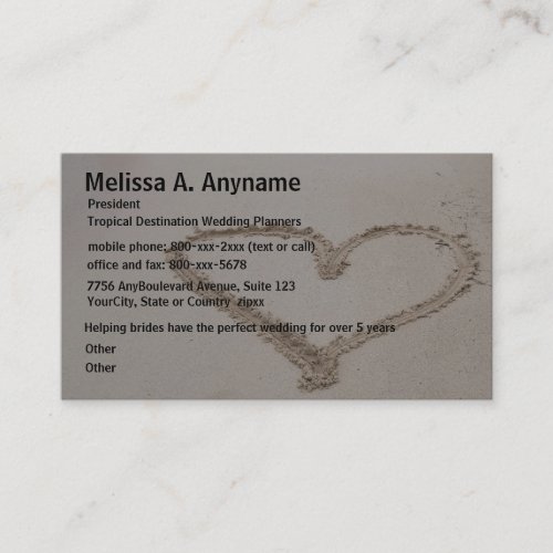 Heart in Sand Bridal Consultant Business Card