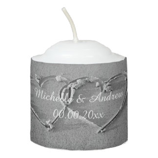 Heart in sand photo beach wedding votive candle