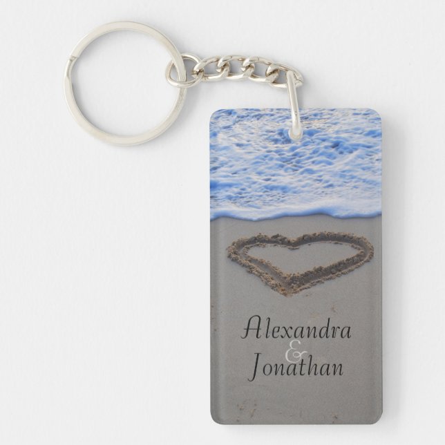 Heart in Sand Romantic Keychain (Front)