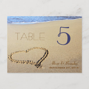 Heart in Sand Table Number Cards, Name & Date
