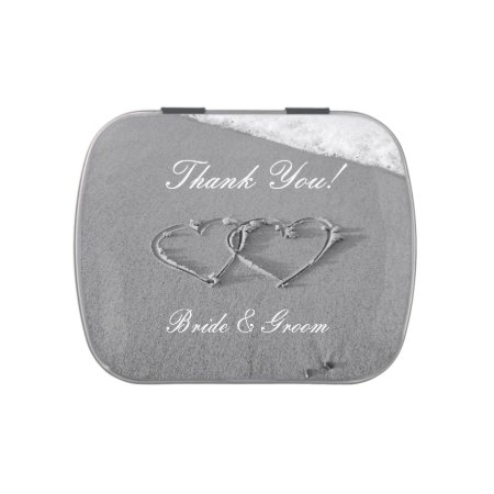 Heart In Sand Thank You Wedding Favor Candy Tins