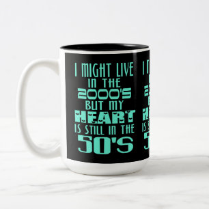 Heart In The 50's Two-Tone Coffee Mug
