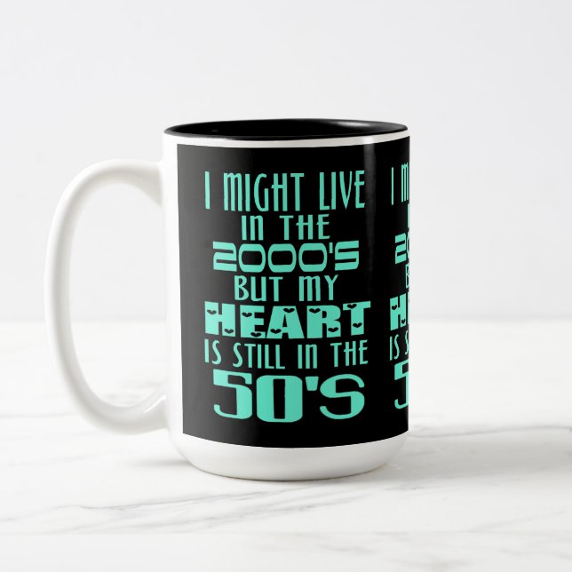 Heart In The 50's Two-Tone Coffee Mug (Left)