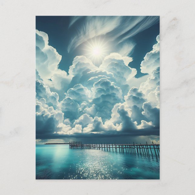 Heart in the Clouds above the Ocean Peir Postcard (Front)