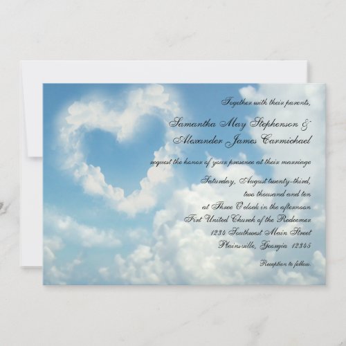 Heart in the Clouds Blue Sky Romantic Invitation