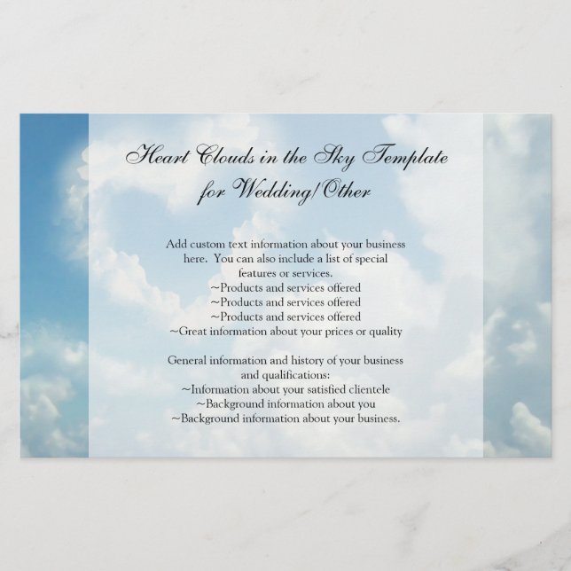 Heart in the Clouds, Blue Sky Romantic Love Flyer (Front)