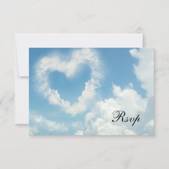 Heart in the Clouds, Blue Sky Romantic Love RSVP Card (Front)