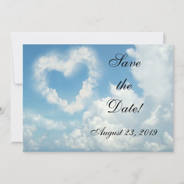Heart in the Clouds, Blue Sky Romantic Love Save The Date (Front)