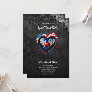 Heart in the colors of the American flag.  Invitation