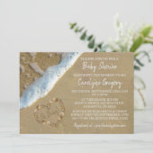 Heart In The Sand Beach Baby Shower Invitations (Standing Front)