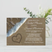 Heart In The Sand Beach Bridal Shower Invitations (Standing Front)