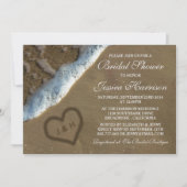 Heart In The Sand Beach Bridal Shower Invitations (Front)