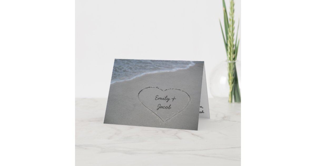 Heart in the Sand Beach Happy Anniversary Card | Zazzle