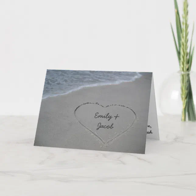 Heart in the Sand Beach Happy Anniversary Card | Zazzle