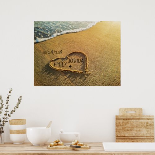 Heart in the Sand Beach Poster