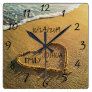 Heart in the Sand Beach Shore Tropical Ocean View Square Wall Clock