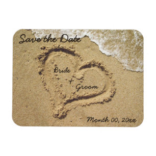 Heart in the Sand Save the Date Magnets