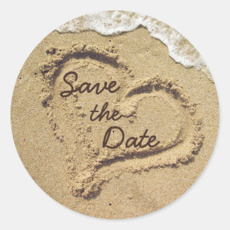 Heart in the Sand Save the Date Stickers