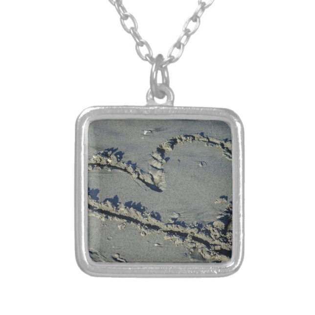 Heart In The Sand Silver Plated Necklace (Front)
