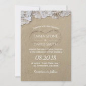 Heart in the Sand Summer Beach Wedding Invitation (Front)
