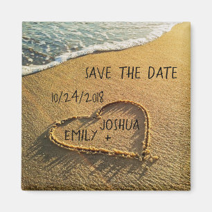 Heart in the Sand Tropical Beach Save the Date Magnet